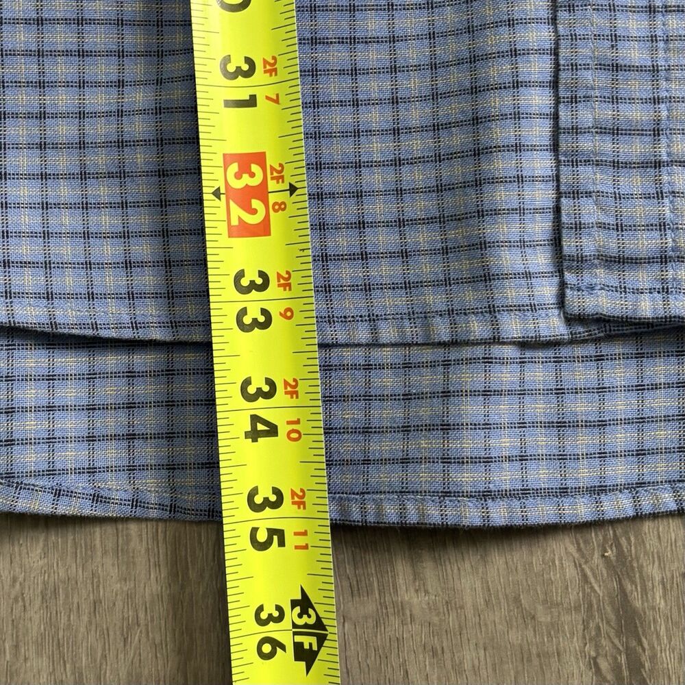Ely Cattleman Blue Plaid Western Shirt Men's Size 18.5-35 T Pearl Snaps Vintage - Picture 8 of 10